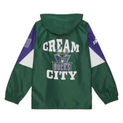Apparel Mitchell & Ness Jackets & Outerwear-Team Origins Pullover Anorak Milwaukee Bucks