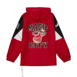 Apparel Mitchell & Ness Jackets & Outerwear-Team Origins Pullover Anorak Miami Heat