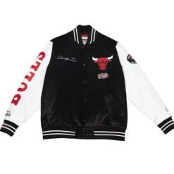 Apparel Mitchell & Ness Jackets & Outerwear-Team Origins Varsity Satin Jacket Chicago Bulls