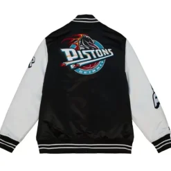 Apparel Mitchell & Ness Jackets & Outerwear-Team Origins Varsity Satin Jacket Detroit Pistons