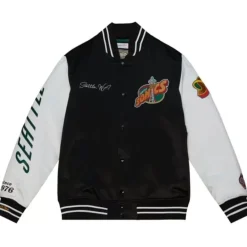 Apparel Mitchell & Ness Jackets & Outerwear-Team Origins Varsity Satin Jacket Seattle Supersonics