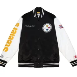 Apparel Mitchell & Ness Jackets & Outerwear-Team Origins Varsity Satin Jacket Pittsburgh Steelers