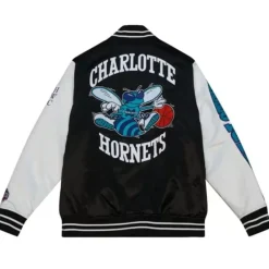 Apparel Mitchell & Ness Jackets & Outerwear-Team Origins Varsity Satin Jacket Charlotte Hornets