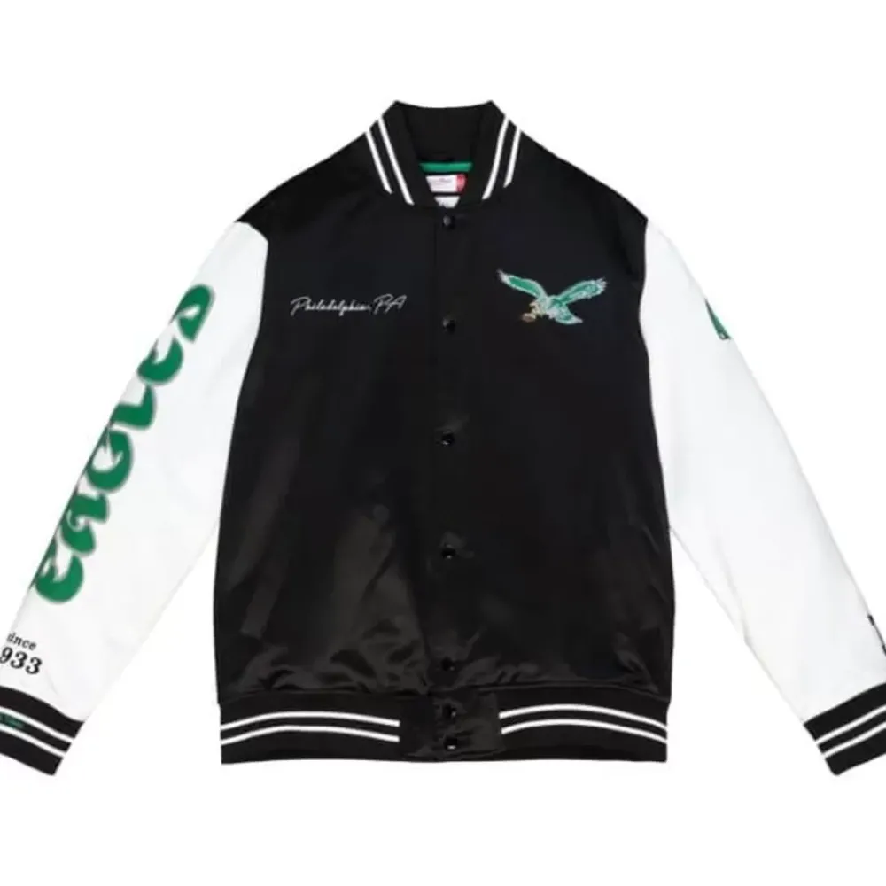 Apparel Mitchell & Ness Jackets & Outerwear-Team Origins Varsity Satin Jacket Philadelphia Eagles