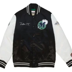 Apparel Mitchell & Ness Jackets & Outerwear-Team Origins Varsity Satin Jacket Dallas Mavericks