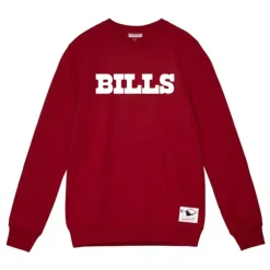 Apparel Mitchell & Ness Hoodies & Sweatshirts-Team Wordmark 1 Crew Buffalo Bills