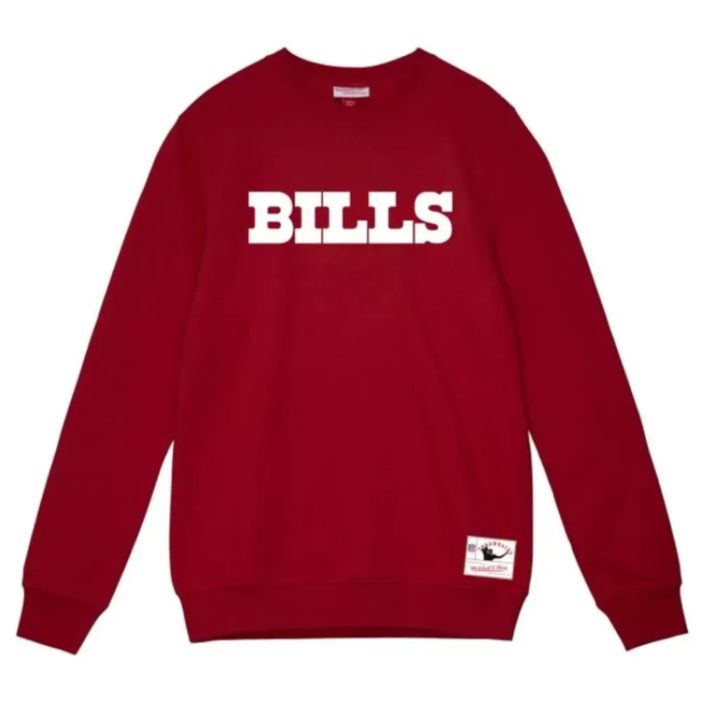Apparel Mitchell & Ness Hoodies & Sweatshirts-Team Wordmark 1 Crew Buffalo Bills