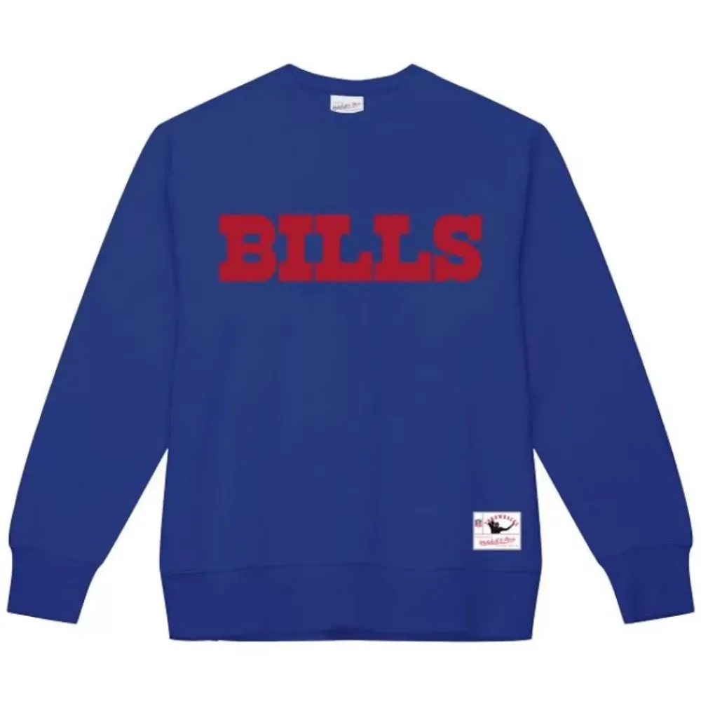 Apparel Mitchell & Ness Hoodies & Sweatshirts-Team Wordmark 1 Crew Buffalo Bills