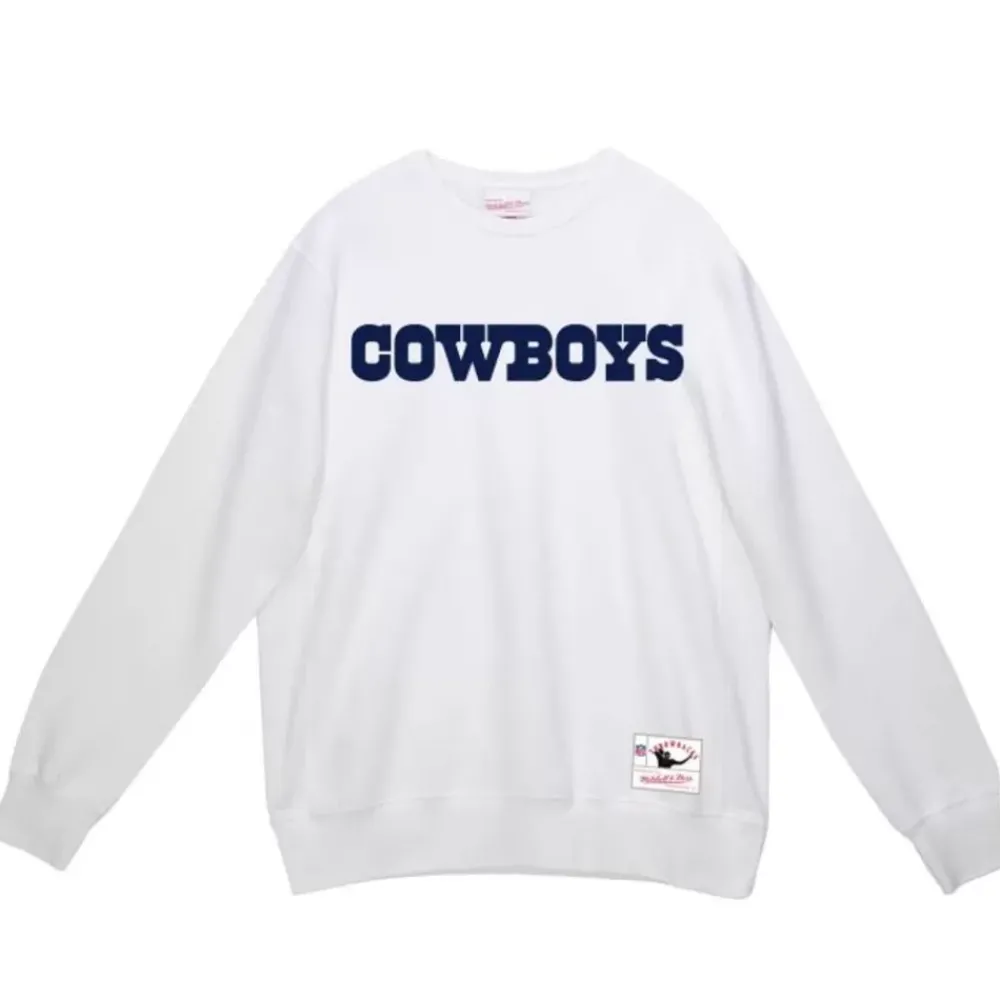 Apparel Mitchell & Ness Hoodies & Sweatshirts-Team Wordmark 1 Crew Dallas Cowboys