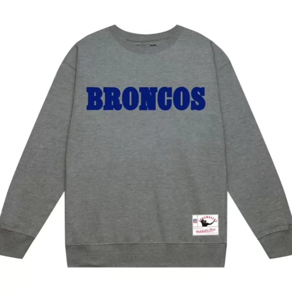 Apparel Mitchell & Ness Hoodies & Sweatshirts-Team Wordmark 1 Crew Denver Broncos