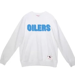 Apparel Mitchell & Ness Hoodies & Sweatshirts-Team Wordmark 1 Crew Houston Oilers