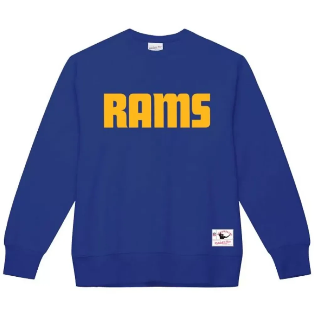 Apparel Mitchell & Ness Hoodies & Sweatshirts-Team Wordmark 1 Crew Los Angeles Rams