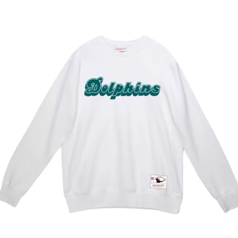 Apparel Mitchell & Ness Hoodies & Sweatshirts-Team Wordmark 1 Crew Miami Dolphins