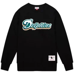 Apparel Mitchell & Ness Hoodies & Sweatshirts-Team Wordmark 2 Crew Miami Dolphins