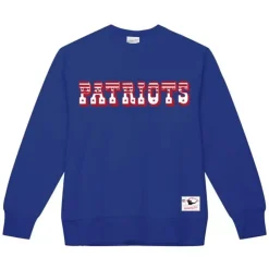 Apparel Mitchell & Ness Hoodies & Sweatshirts-Team Wordmark 1 Crew New England Patriots