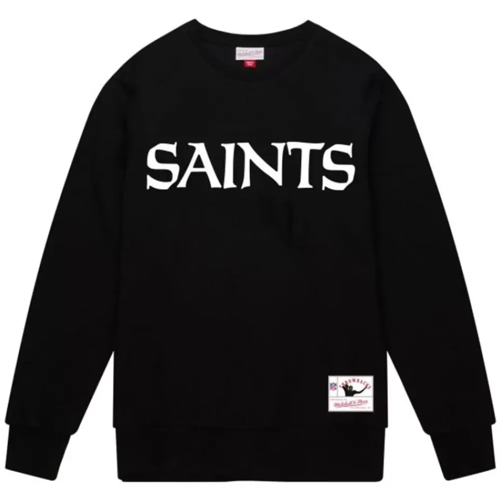 Apparel Mitchell & Ness Hoodies & Sweatshirts-Team Wordmark 2 Crew New Orleans Saints