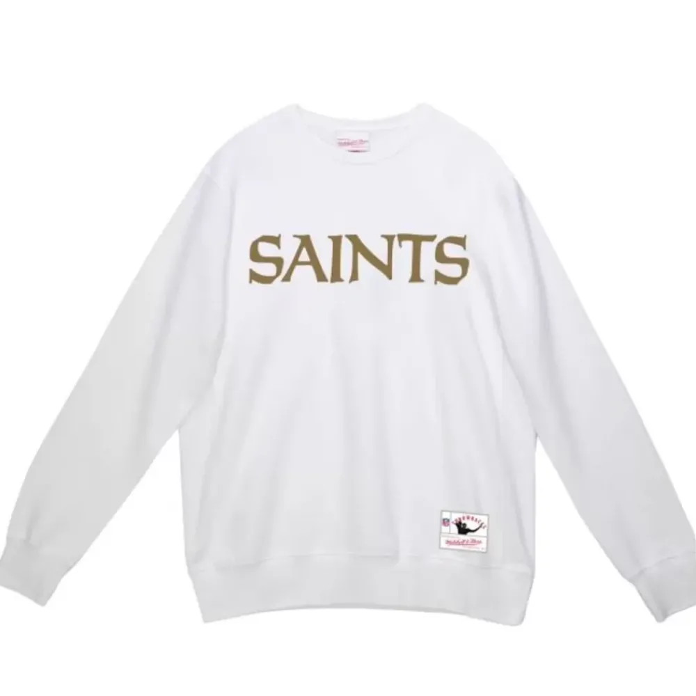 Apparel Mitchell & Ness Hoodies & Sweatshirts-Team Wordmark 2 Crew New Orleans Saints