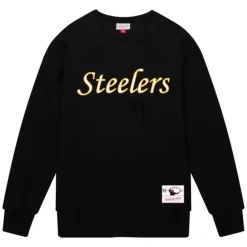 Apparel Mitchell & Ness Hoodies & Sweatshirts-Team Wordmark 1 Crew Pittsburgh Steelers