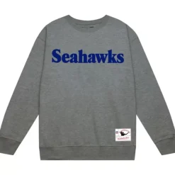 Apparel Mitchell & Ness Hoodies & Sweatshirts-Team Wordmark 1 Crew Seattle Seahawks