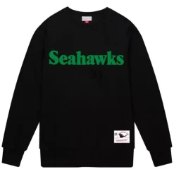 Apparel Mitchell & Ness Hoodies & Sweatshirts-Team Wordmark 1 Crew Seattle Seahawks