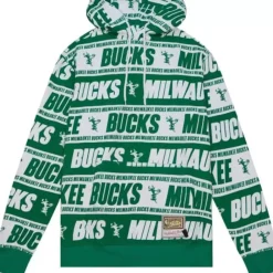 Apparel Mitchell & Ness Hoodies & Sweatshirts-Teamwrap Hoodie Milwaukee Bucks