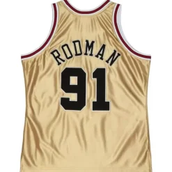 Jerseys Mitchell & Ness -75Th Anniversary Gold Swingman Dennis Rodman Chicago Bulls 1997-98 Jersey