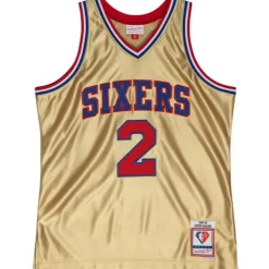 Jerseys Mitchell & Ness -75Th Anniversary Gold Swingman Moses Malone Philadelphia 76Ers 1982-83 Jersey