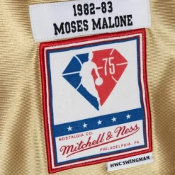 Jerseys Mitchell & Ness -75Th Anniversary Gold Swingman Moses Malone Philadelphia 76Ers 1982-83 Jersey