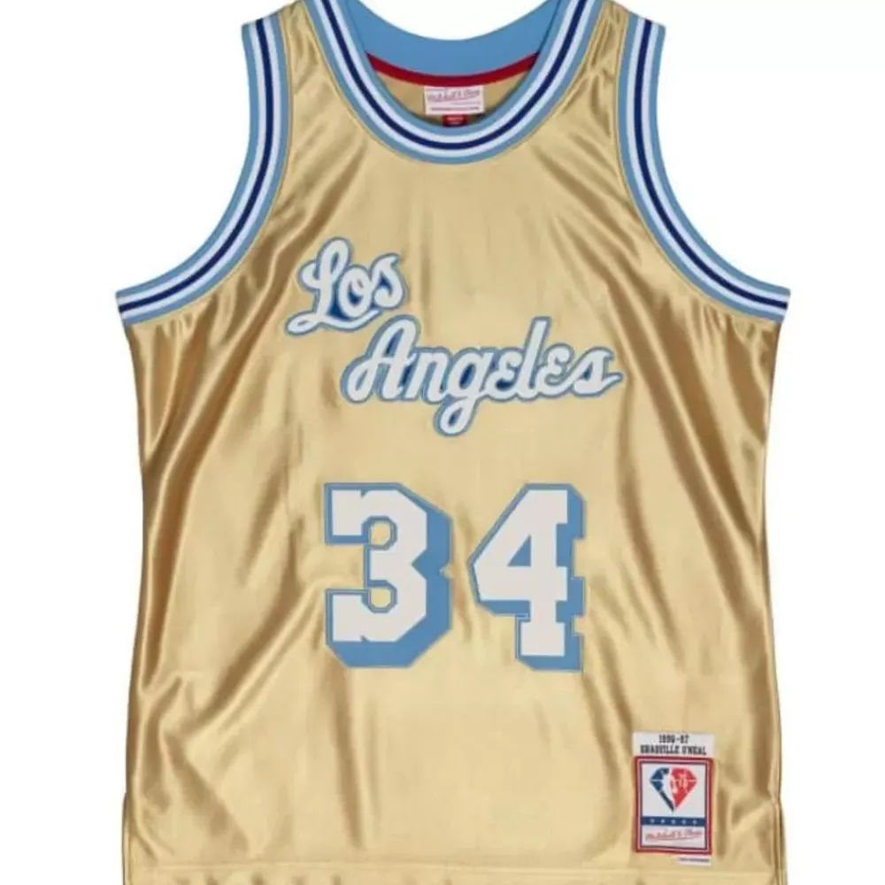 Jerseys Mitchell & Ness -75Th Anniversary Gold Swingman Shaquille O'Neal Los Angeles Lakers 1996-97 Jersey