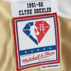 Jerseys Mitchell & Ness -75Th Anniversary Gold Swingman Clyde Drexler Portland Trail Blazers 1991-92 Jersey