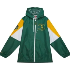 Apparel Mitchell & Ness Jackets & Outerwear-Throw It Back Full Zip Windbreaker Green Bay Packers