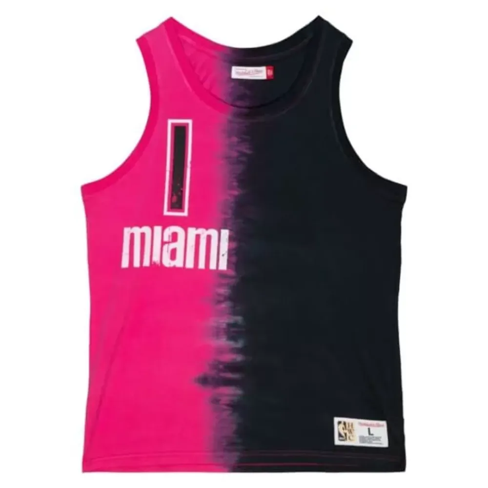 Apparel Mitchell & Ness T-Shirts & Tops-Tie Dye Cotton N&N Tank Miami Heat Chris Bosh