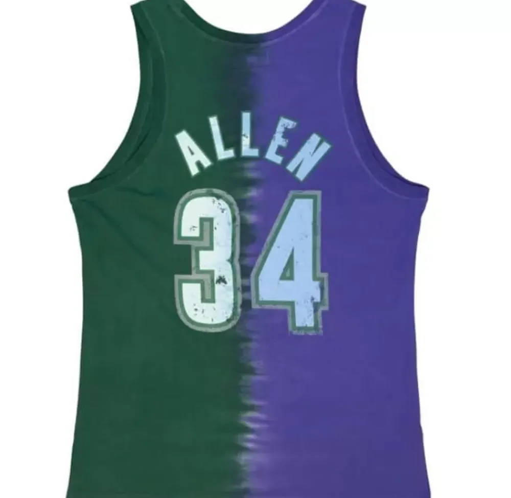 Apparel Mitchell & Ness T-Shirts & Tops-Tie Dye Cotton N&N Tank Milwaukee Bucks Ray Allen
