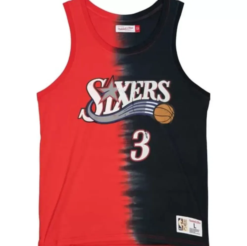 Apparel Mitchell & Ness T-Shirts & Tops-Tie Dye Cotton N&N Tank Philadelphia 76Ers Allen Iverson