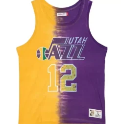 Apparel Mitchell & Ness T-Shirts & Tops-Tie Dye Cotton N&N Tank Utah Jazz John Stockton