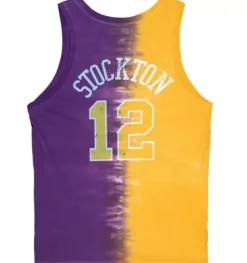 Apparel Mitchell & Ness T-Shirts & Tops-Tie Dye Cotton N&N Tank Utah Jazz John Stockton