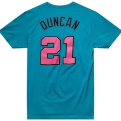 Apparel Mitchell & Ness T-Shirts & Tops-Traditional Name & Number Tee San Antonio Spurs 2014-15 Tim Duncan