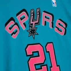 Apparel Mitchell & Ness T-Shirts & Tops-Traditional Name & Number Tee San Antonio Spurs 2014-15 Tim Duncan