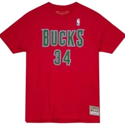 Apparel Mitchell & Ness T-Shirts & Tops-Traditional Name & Number Tee Milwaukee Bucks 1996-97 Ray Allen