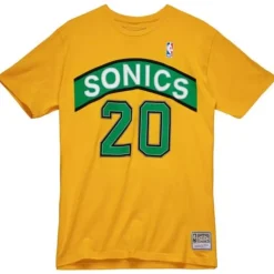 Apparel Mitchell & Ness T-Shirts & Tops-Traditional Name & Number Tee Seattle Supersonics 1995-96 Gary Payton
