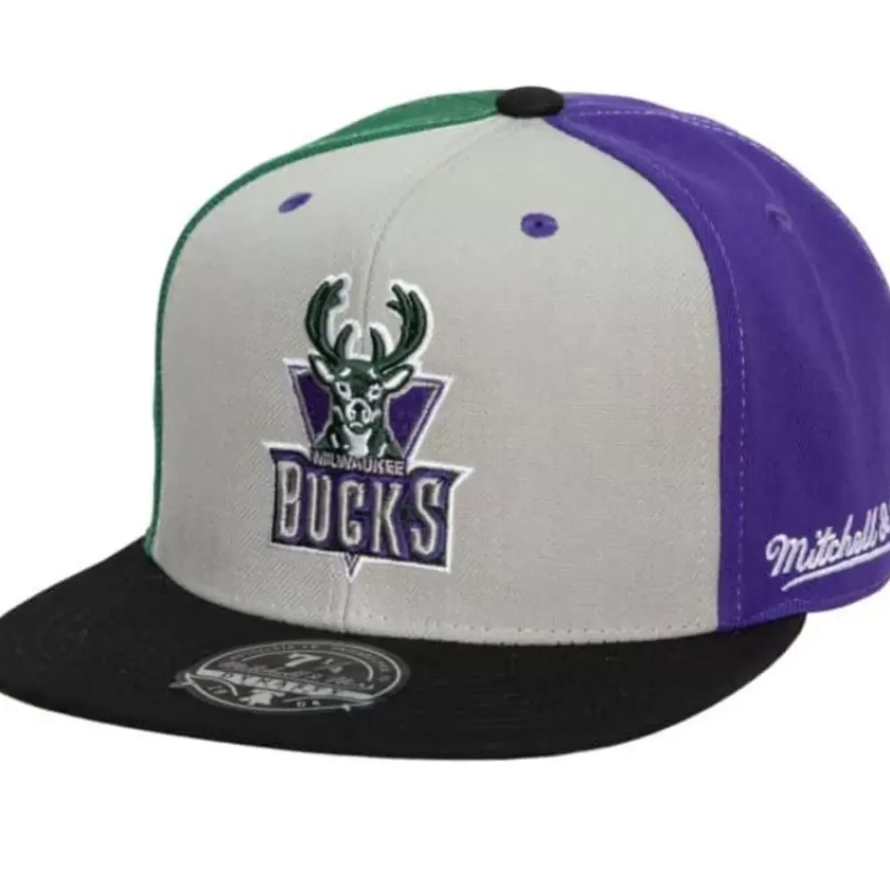Headwear Mitchell & Ness -Tri Cycle Fitted Hat Milwaukee Bucks