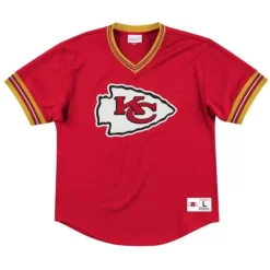 Apparel Mitchell & Ness T-Shirts & Tops-Unbeaten Mesh V-Neck Kansas City Chiefs