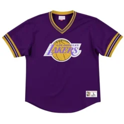 Apparel Mitchell & Ness T-Shirts & Tops-Unbeaten Mesh V-Neck Los Angeles Lakers