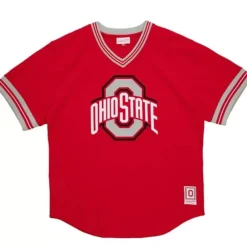 Apparel Mitchell & Ness T-Shirts & Tops-Unbeaten Mesh V-Neck Ohio State