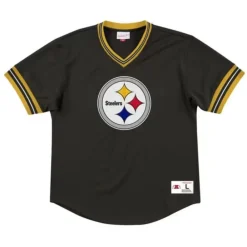 Apparel Mitchell & Ness T-Shirts & Tops-Unbeaten Mesh V-Neck Pittsburgh Steelers