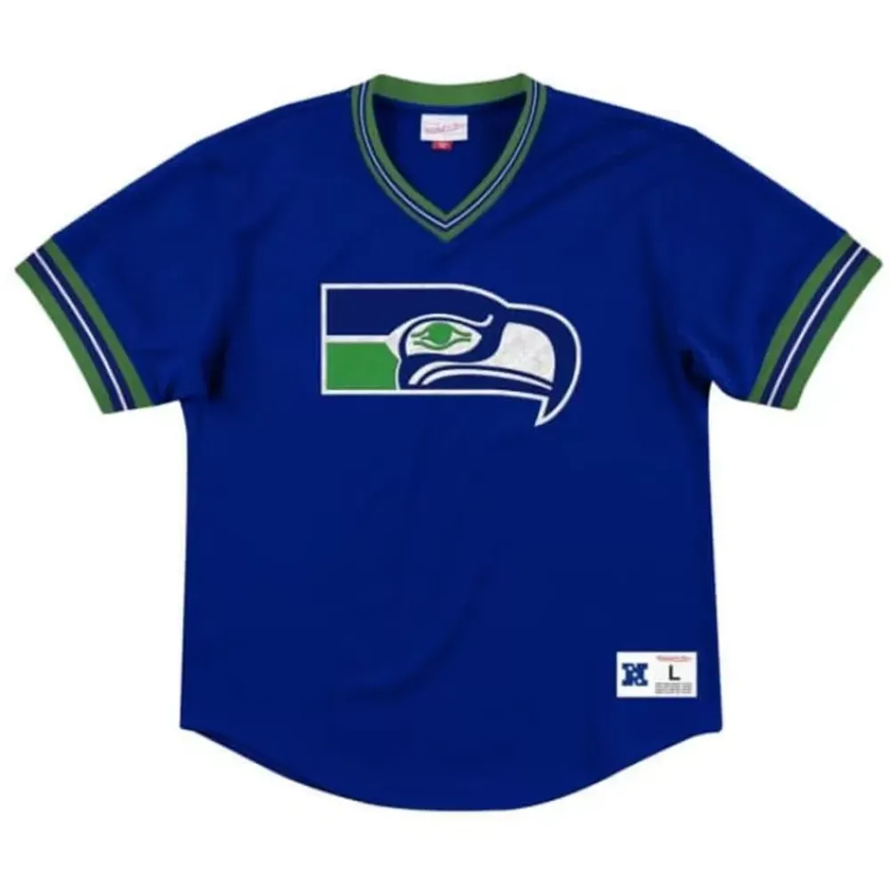 Apparel Mitchell & Ness T-Shirts & Tops-Unbeaten Mesh V-Neck Seattle Seahawks
