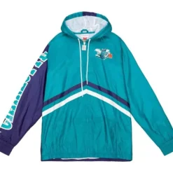 Apparel Mitchell & Ness Jackets & Outerwear-Undeniable Full Zip Windbreaker Charlotte Hornets