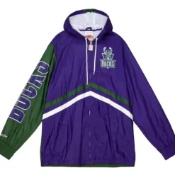 Apparel Mitchell & Ness Jackets & Outerwear-Undeniable Full Zip Windbreaker Milwaukee Bucks