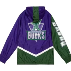 Apparel Mitchell & Ness Jackets & Outerwear-Undeniable Full Zip Windbreaker Milwaukee Bucks