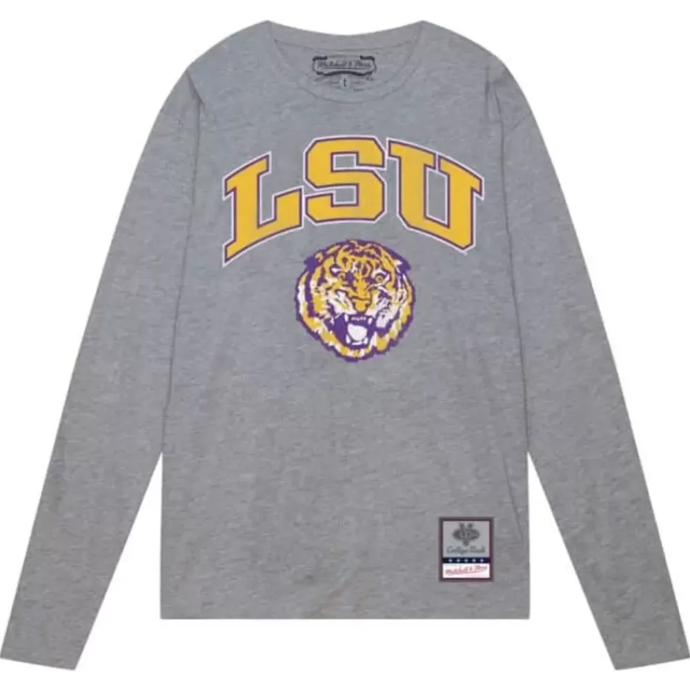 Apparel Mitchell & Ness T-Shirts & Tops-University Arch Logo Ls Tee Louisiana State University